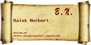 Balek Norbert névjegykártya
